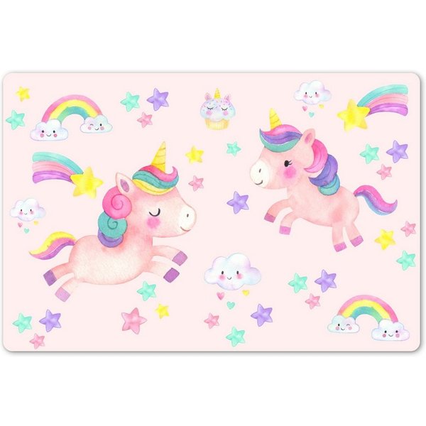 MuchoWow Platzset Einhorn - Regenbogen - Rosa - Mädchen - Kinder, (1-St), Kinder-Arbeitsunterlage Schreibtisch, Bastelmatte Kind, Zeichenmatte
