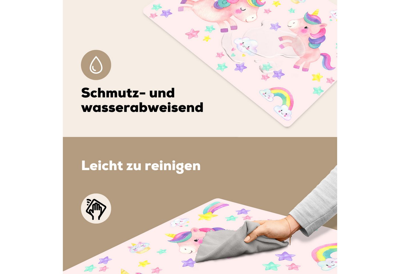 MuchoWow Platzset Einhorn - Regenbogen - Rosa - Mädchen - Kinder, (1-St), Kinder-Arbeitsunterlage Schreibtisch, Bastelmatte Kind, Zeichenmatte – Bild 5 von 5