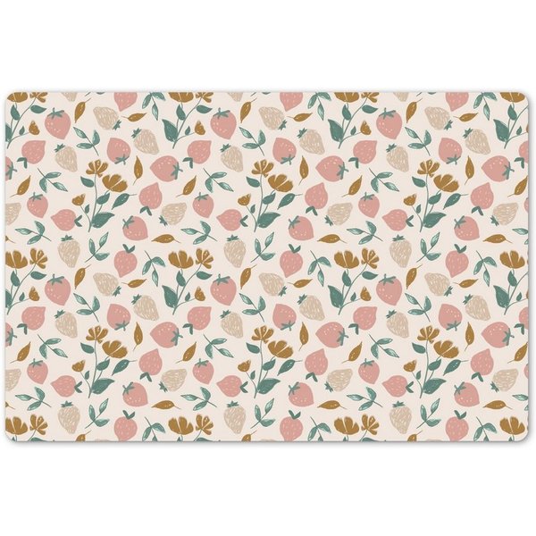 MuchoWow Platzset Erdbeere - Obst - Rosa - Kinder - Pflanzen, (1-St), Kinder-Arbeitsunterlage Schreibtisch, Bastelmatte Kind, Zeichenmatte