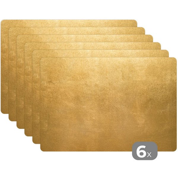 MuchoWow Platzset Gold - Luxus - Abstrakt, (6-St), Platzsets, Tischset, Abwaschbar, Tischsets, Platzdeckchen