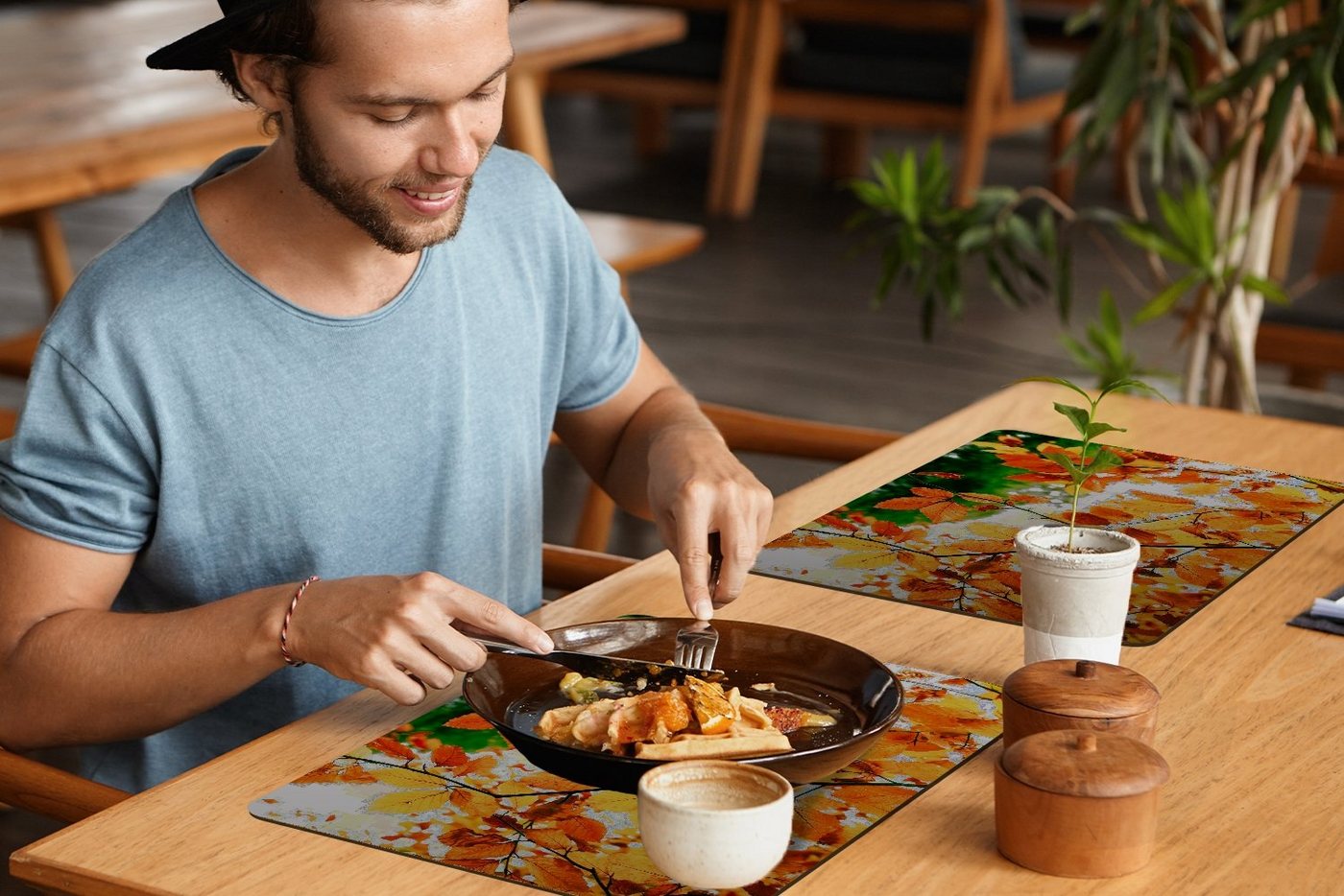 MuchoWow Platzset Herbstblätter - Baum - Rustikal, (6-St), Platzsets, Tischset, Abwaschbar, Tischsets, Platzdeckchen – Bild 5 von 5