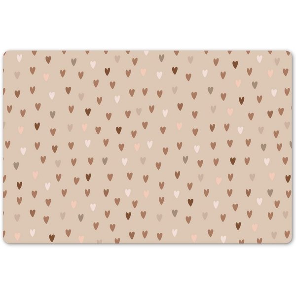 MuchoWow Platzset Herzen - Braun - Muster - Kind, (1-St), Kinder-Arbeitsunterlage Schreibtisch, Bastelmatte Kind, Zeichenmatte