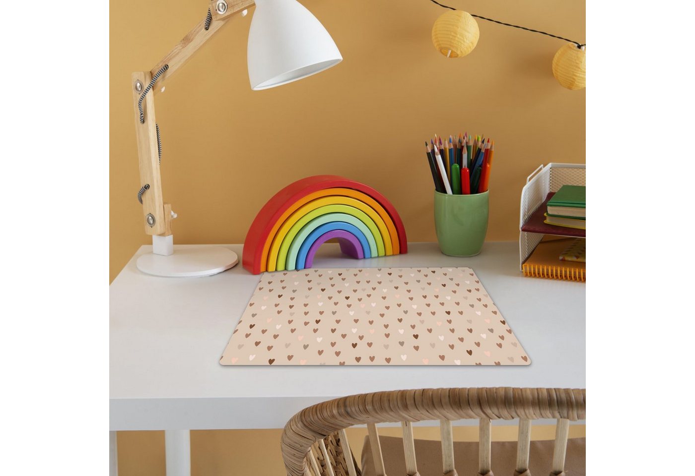 MuchoWow Platzset Herzen - Braun - Muster - Kind, (1-St), Kinder-Arbeitsunterlage Schreibtisch, Bastelmatte Kind, Zeichenmatte – Bild 3 von 5