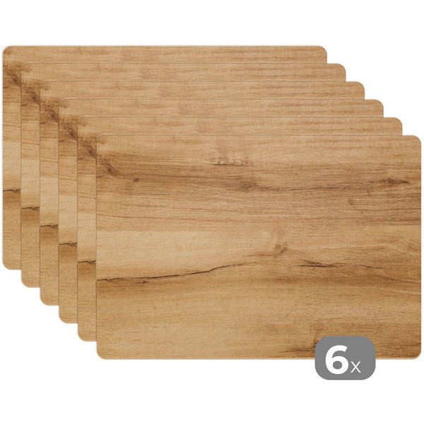MuchoWow Platzset Holzoptik/print - Braun - Holz, (6-St), Platzsets, Tischset, Abwaschbar, Tischsets, Platzdeckchen