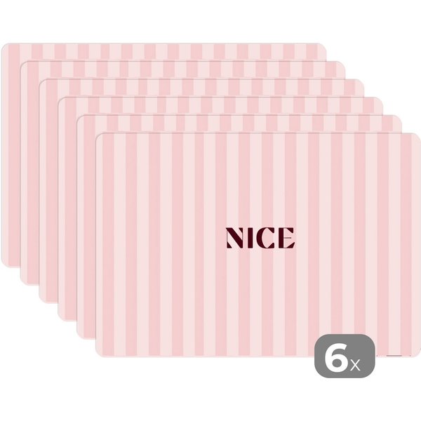 MuchoWow Platzset Hübsch - Streifen - Rosa, (6-St), Platzsets, Tischset, Abwaschbar, Tischsets, Platzdeckchen