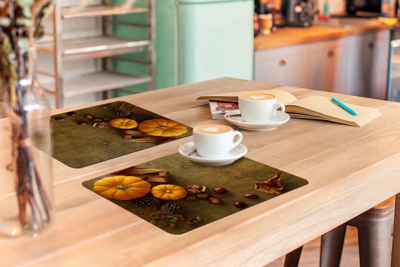 MuchoWow Platzset Kürbis - Herbst - Kastanie, (6-St), Platzsets, Tischset, Abwaschbar, Tischsets, Platzdeckchen – Bild 3 von 5