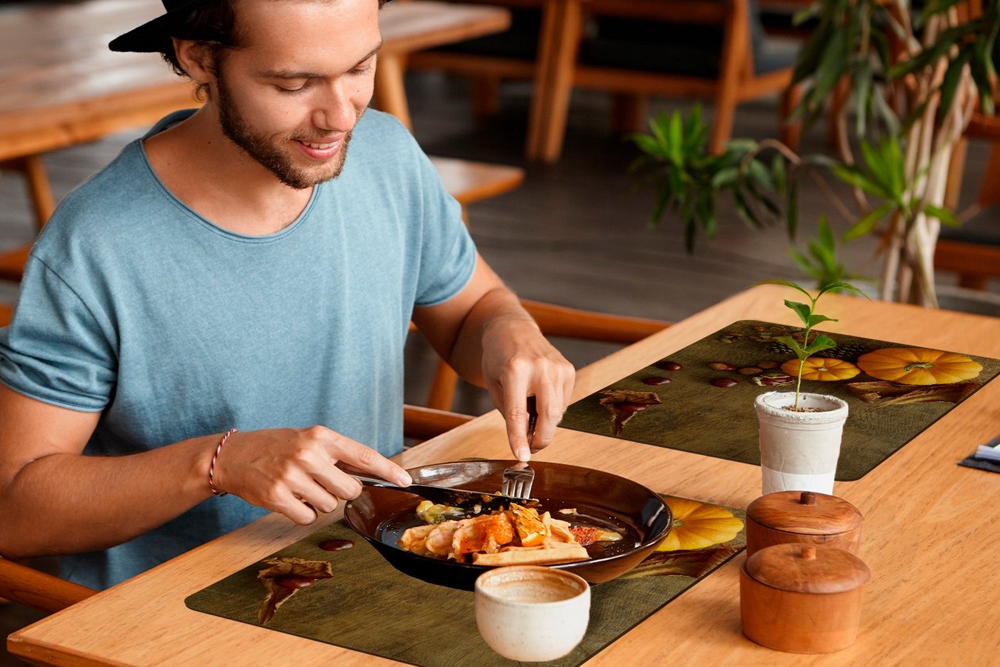 MuchoWow Platzset Kürbis - Herbst - Kastanie, (6-St), Platzsets, Tischset, Abwaschbar, Tischsets, Platzdeckchen – Bild 5 von 5