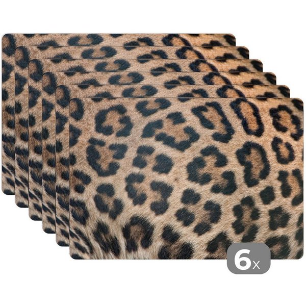 MuchoWow Platzset Leopardenmuster, (6-St), Platzsets, Tischset, Abwaschbar, Tischsets, Platzdeckchen