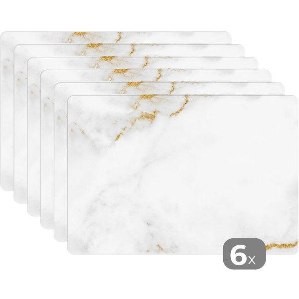 MuchoWow Platzset Marmor - Gold - Weiß - Luxus, (6-St), Platzsets, Tischset, Abwaschbar, Tischsets, Platzdeckchen