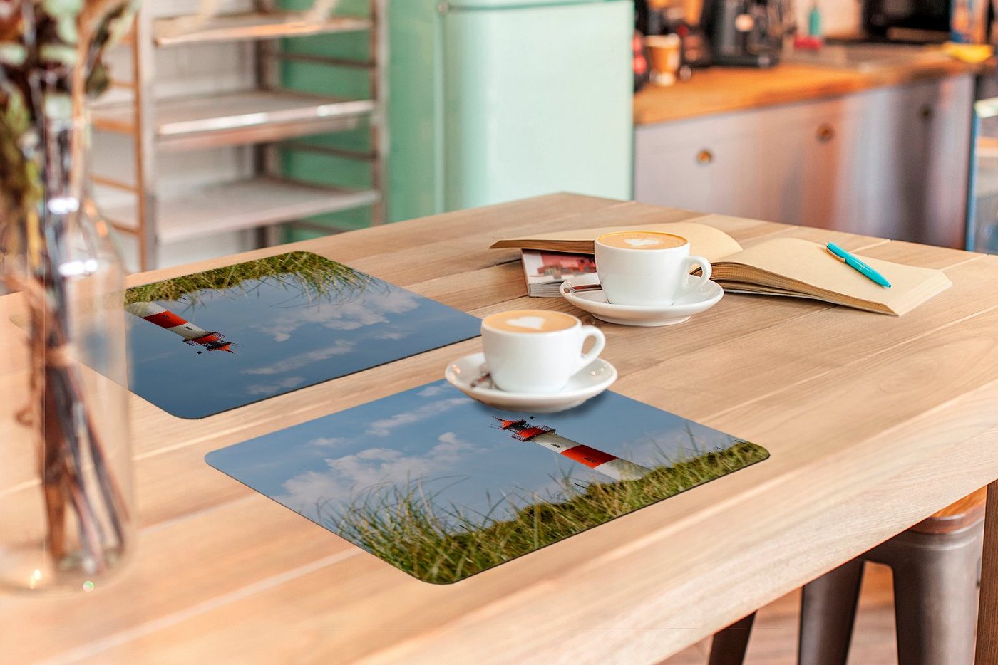 MuchoWow Platzset Meer - Leuchtturm - Deutschland, (6-St), Platzsets, Tischset, Abwaschbar, Tischsets, Platzdeckchen – Bild 3 von 5
