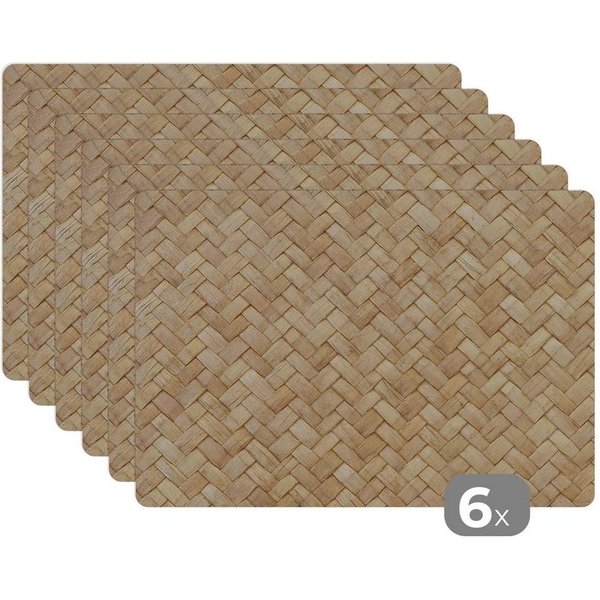 MuchoWow Platzset Muster - Beige - Rattan-Druck, (6-St), Platzsets, Tischset, Abwaschbar, Tischsets, Platzdeckchen