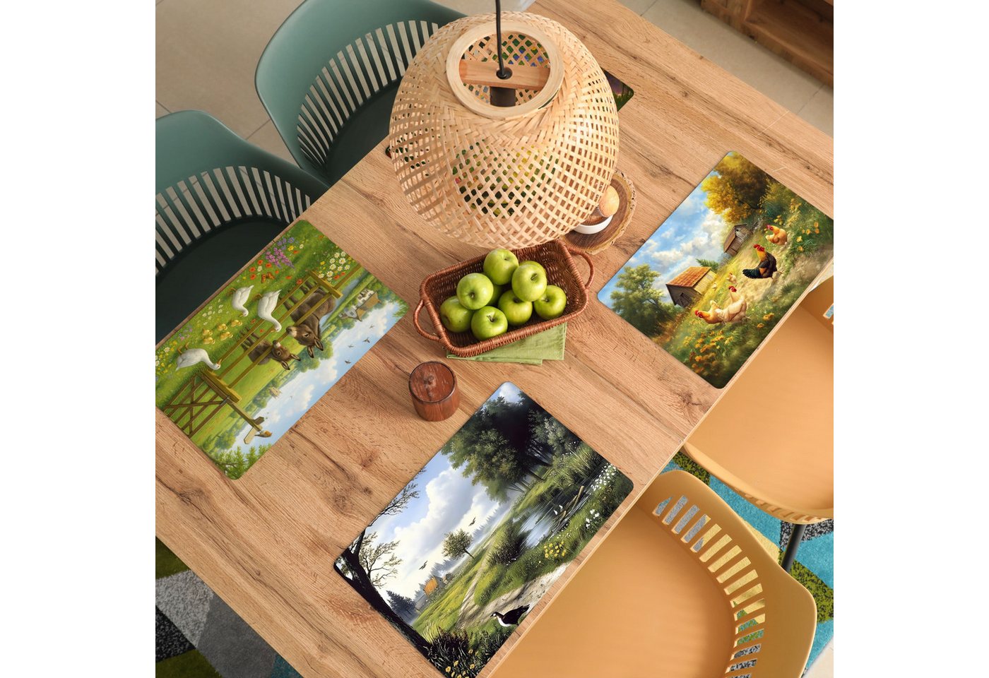 MuchoWow Platzset Nature's Charm - Ländlich - Tiere, (6-St), Platzsets, Tischset, Abwaschbar, Tischsets, Platzdeckchen – Bild 2 von 5