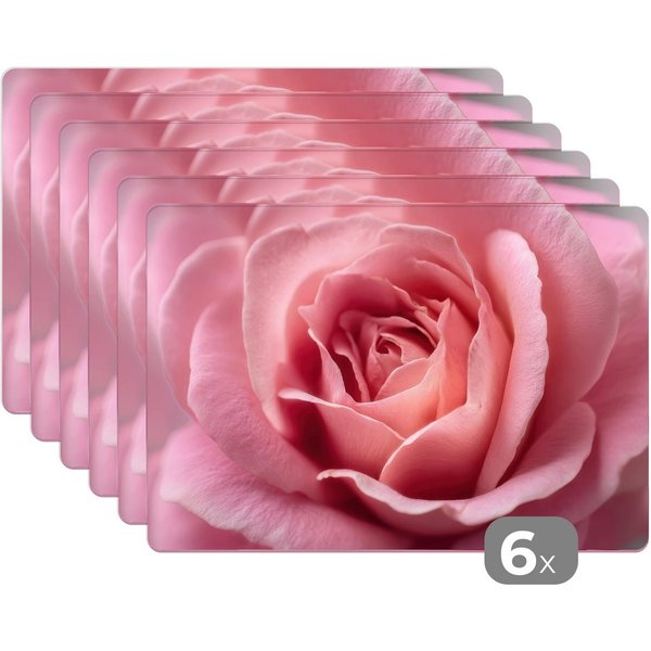 MuchoWow Platzset Rosa - Rose - Romantisch, (6-St), Platzsets, Tischset, Abwaschbar, Tischsets, Platzdeckchen
