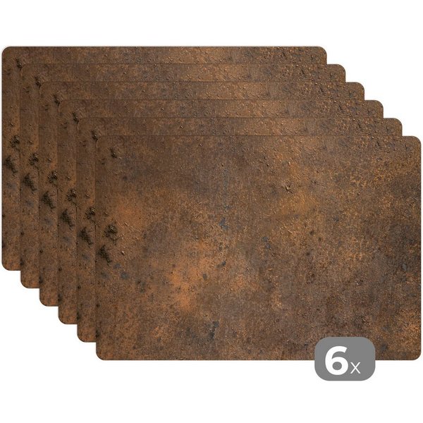 MuchoWow Platzset Rostdruck - Eisen - Braun, (6-St), Platzsets, Tischset, Abwaschbar, Tischsets, Platzdeckchen