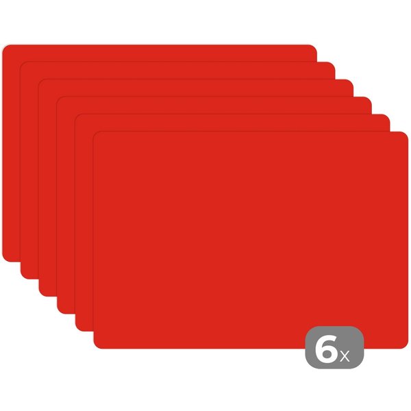MuchoWow Platzset Rot - Farbe - Einfarbig, (6-St), Platzsets, Tischset, Abwaschbar, Tischsets, Platzdeckchen