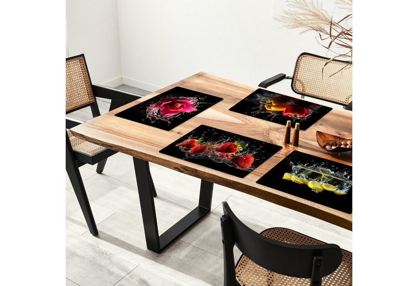MuchoWow Platzset Splash - Obst und Gemüse, (6-St), Platzsets, Tischset, Abwaschbar, Tischsets, Platzdeckchen – Bild 3 von 5