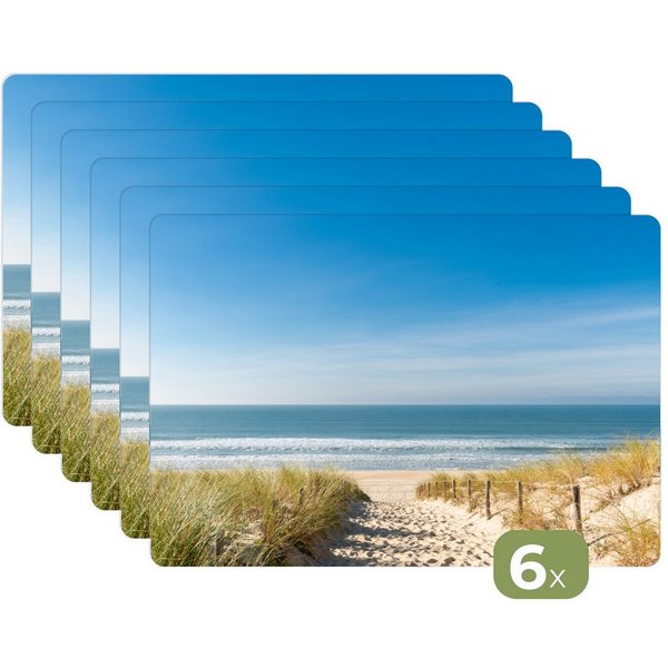 MuchoWow Platzset Strand - Meer - Düne - Sand - Sommer, (6-St), Platzsets, Tischset, Abwaschbar, Tischsets, Platzdeckchen