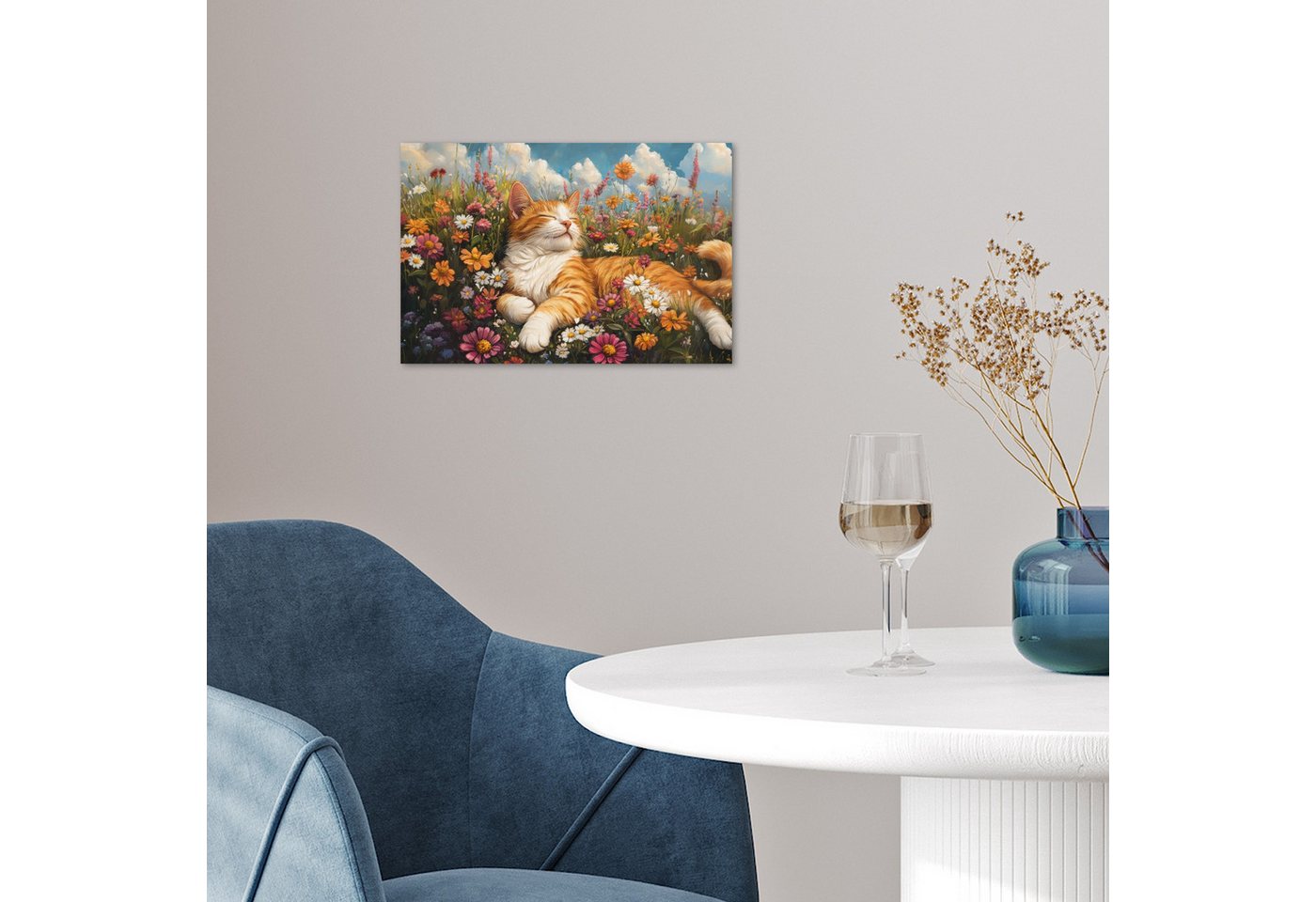 MuchoWow Poster Katze - Blumen - Entspannen, (1 St), Poster ohne Rahmen, Wandbild, Wandposter, 30x20 cm – Bild 5 von 5