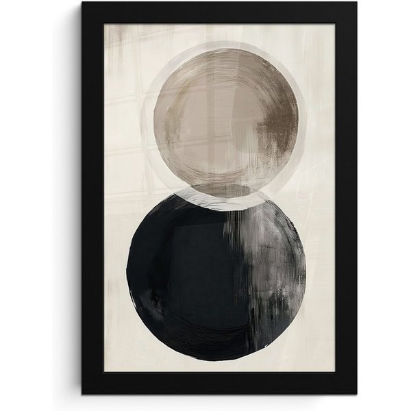 MuchoWow Poster Kreise - Form - Beige - Abstrakt, (1 St), Bilderrahmen, Zimmer Deko, Bild für Wohnzimmer, 20x30 cm
