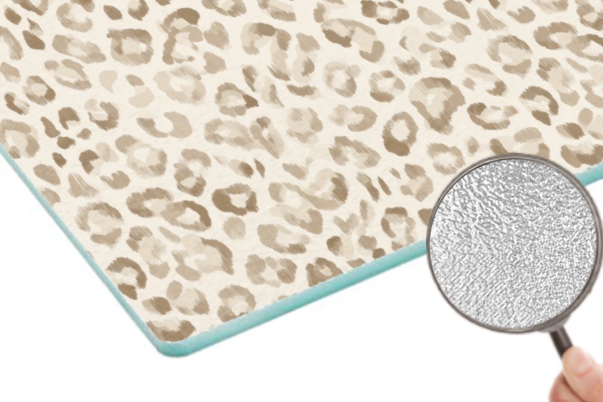 MuchoWow Schneidebrett Leopard - Klassisch - Beige, Glas, Schneidebrett Glas, Küchenbrett, Rutschfest, 28x20 cm – Bild 5 von 5