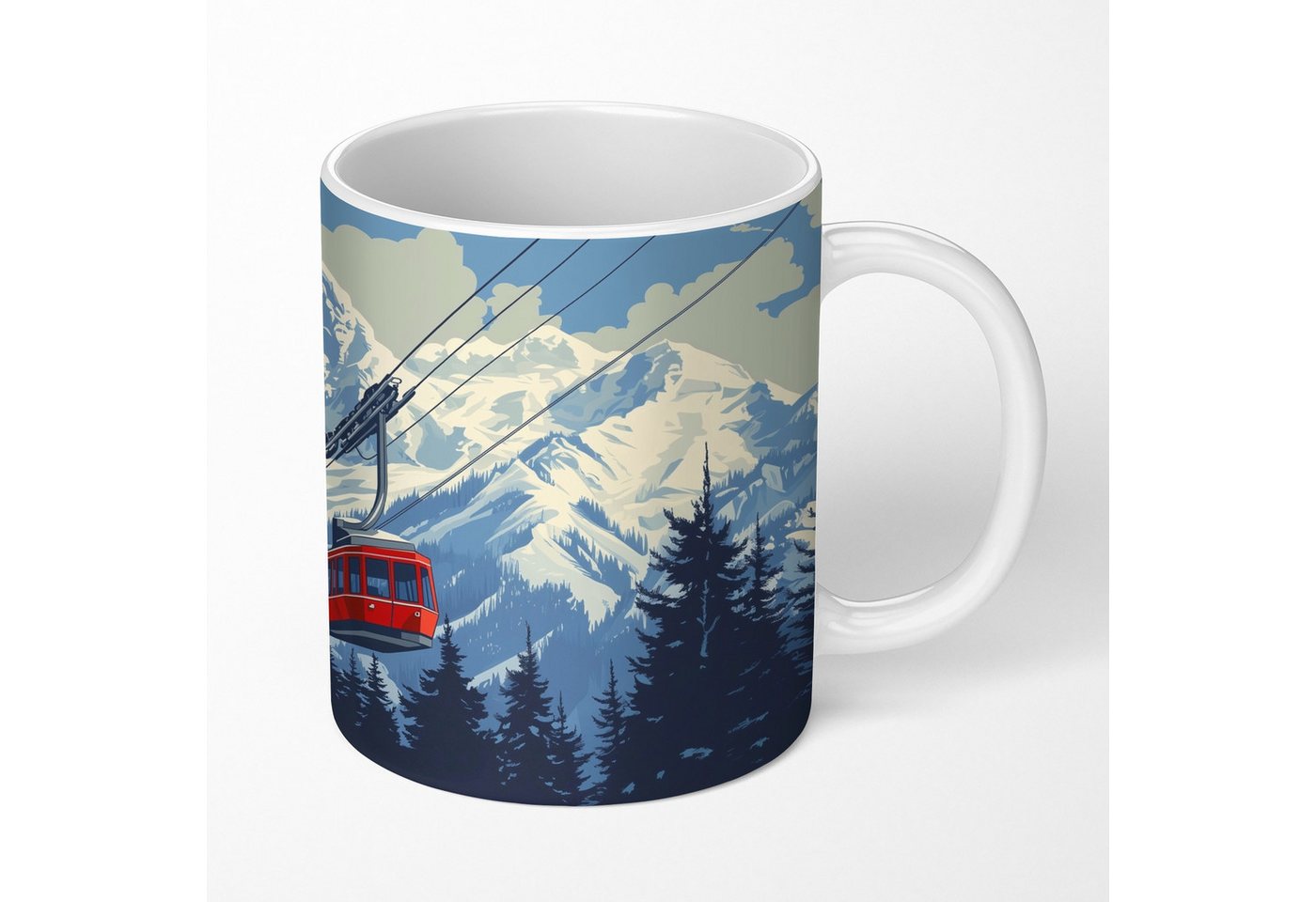 MuchoWow Tasse Seilbahn - Schnee - Berglandschaften, 1-tlg., Keramik, Kaffeetassen, Teetasse, Becher, Kaffeebecher, Geschenk – Bild 2 von 5