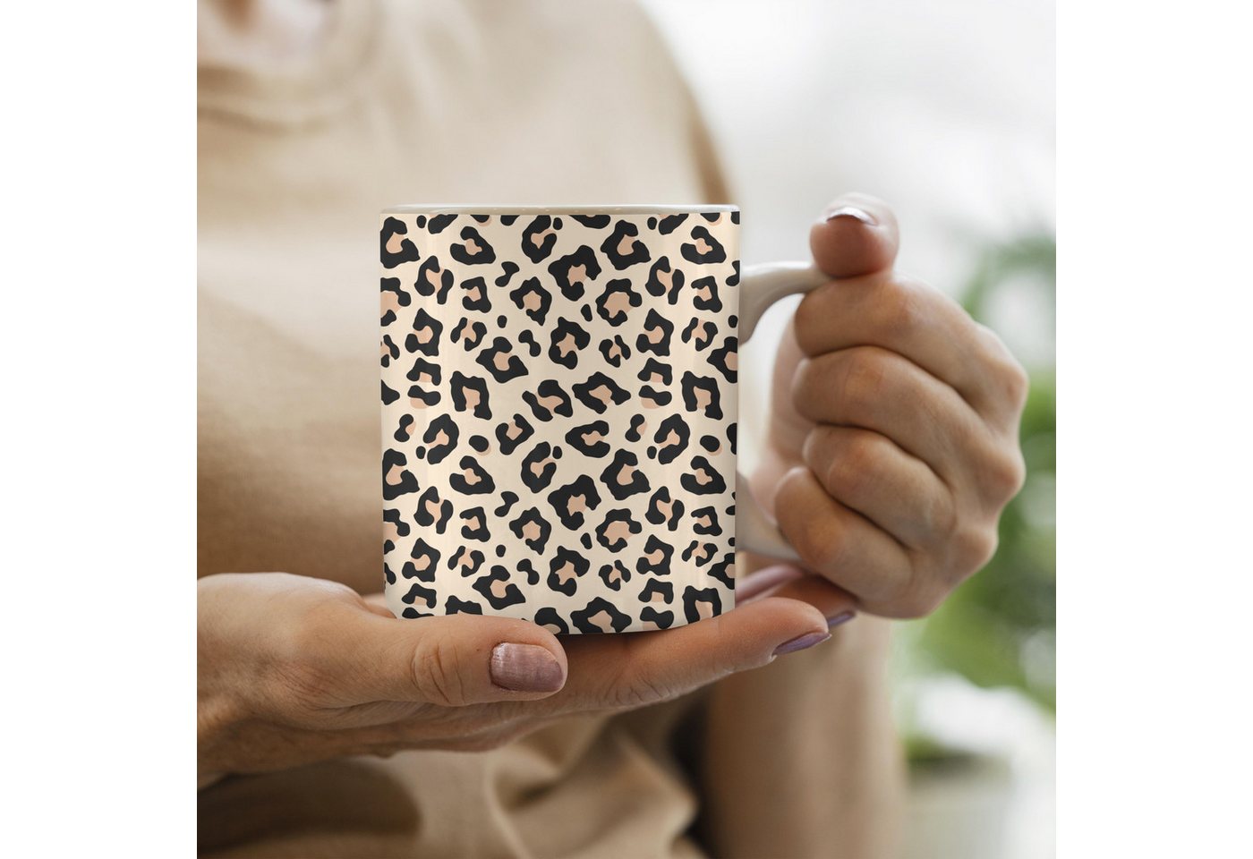 MuchoWow Tasse Tiermuster - Leopard - Weiß, 1-tlg., Keramik, Kaffeetassen, Teetasse, Becher, Kaffeebecher, Geschenk – Bild 3 von 5
