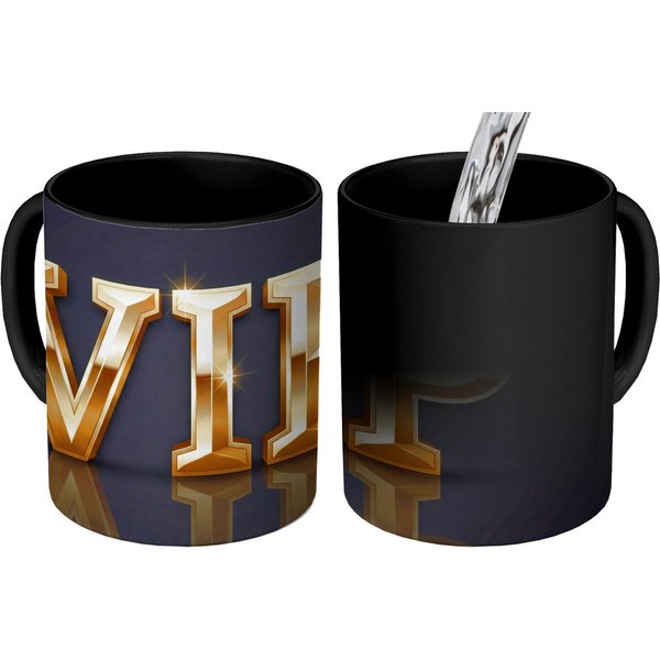 MuchoWow Tasse VIP - Gold - Glitzern, 1-tlg., Keramik, Farbwechsel, Kaffee Tassen, Teetasse, Zaubertasse, Geschenk