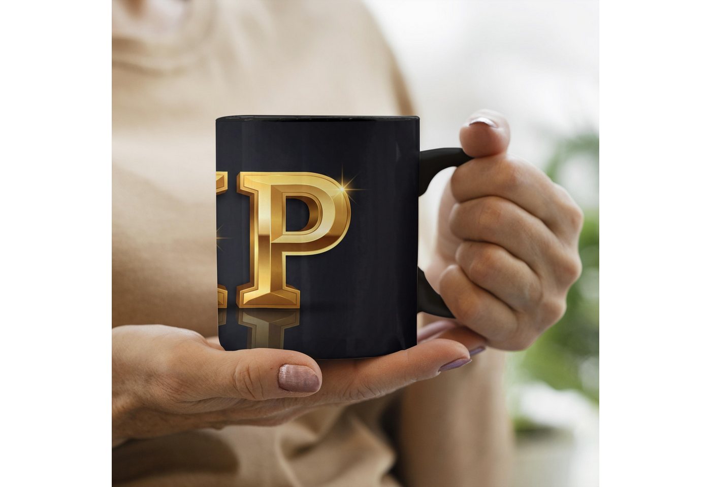 MuchoWow Tasse VIP - Gold - Glitzern, 1-tlg., Keramik, Farbwechsel, Kaffee Tassen, Teetasse, Zaubertasse, Geschenk – Bild 3 von 5