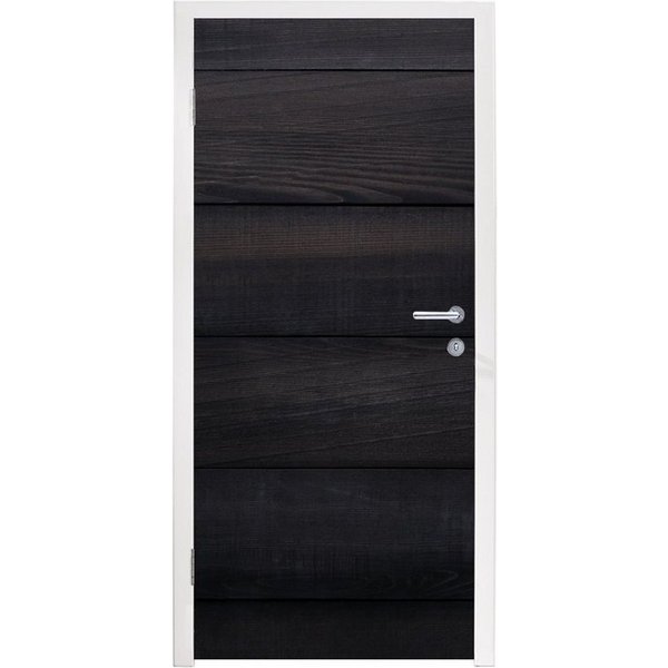 MuchoWow Türtapete Schwarzer Hintergrund mit einer Plankenstruktur, Matt, bedruckt, (1 St), Selbstklebende Tapete, Folie für Möbel, 75x205 cm