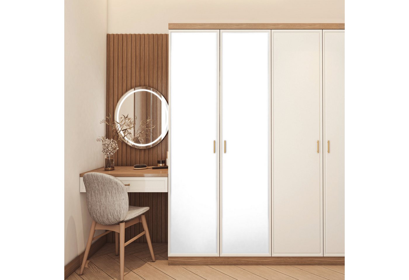 MuchoWow Türtapete Weiß - Farben - Neutral, Matt, bedruckt, (1 St), Selbstklebende Tapete, Folie für Möbel, 70x215 cm – Bild 5 von 5