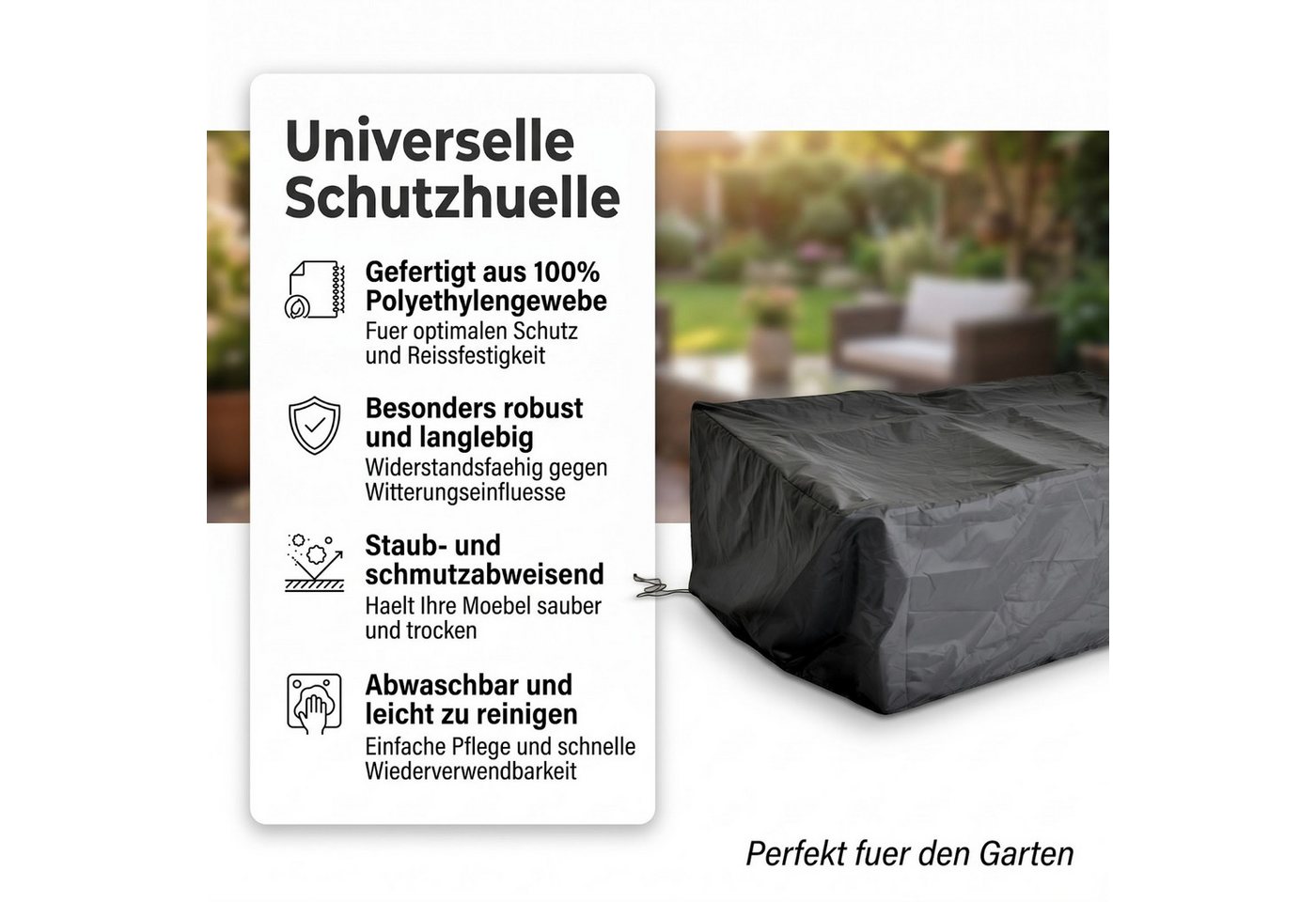 Mucola Gartenmöbel-Schutzhülle Schutzhülle Gartenmöbel Abdeckplane Gewebeplane Plane 227x152 cm (Stück, 1-St., Abdeckplane), Witterungsbeständig – Bild 2 von 5