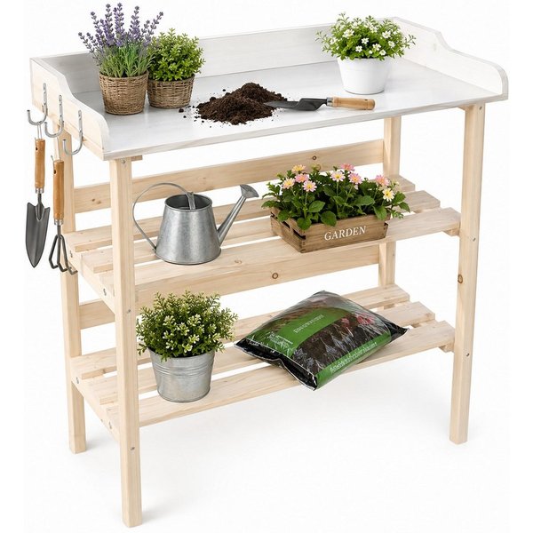 Mucola Pflanztisch Pflanztisch Gartentisch Gärtnertisch Gartenarbeitstisch Beistelltisch (Stück, 1-St., Gärtnertisch), Holzstärke: 25 mm, 15 mm und 11 mm