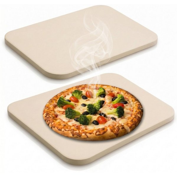 Mucola Pizzastein Pizzastein Brotbackstein Steinofen Cordierit 30x38 CM Beige Gasgrill, Cordierit, (Stück, 1-St., Premium-Pizzastein), Geruchlos, nicht verforme