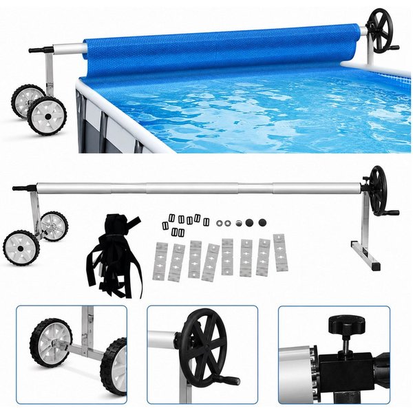 Mucola Poolverdeck Aufrollvorrichtung Pool Aufroller Solarfolie Plane Poolabdeckung Pool, (Stück, 1-St), Stufenlose Größenverstellung