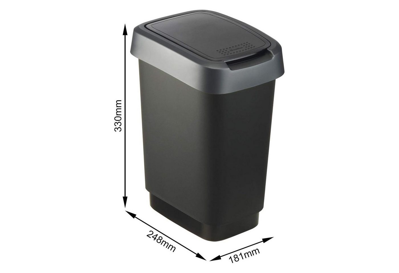 ROTHO Mülleimer Rotho Swingeimer 10L Twist schwarz – Bild 3 von 3