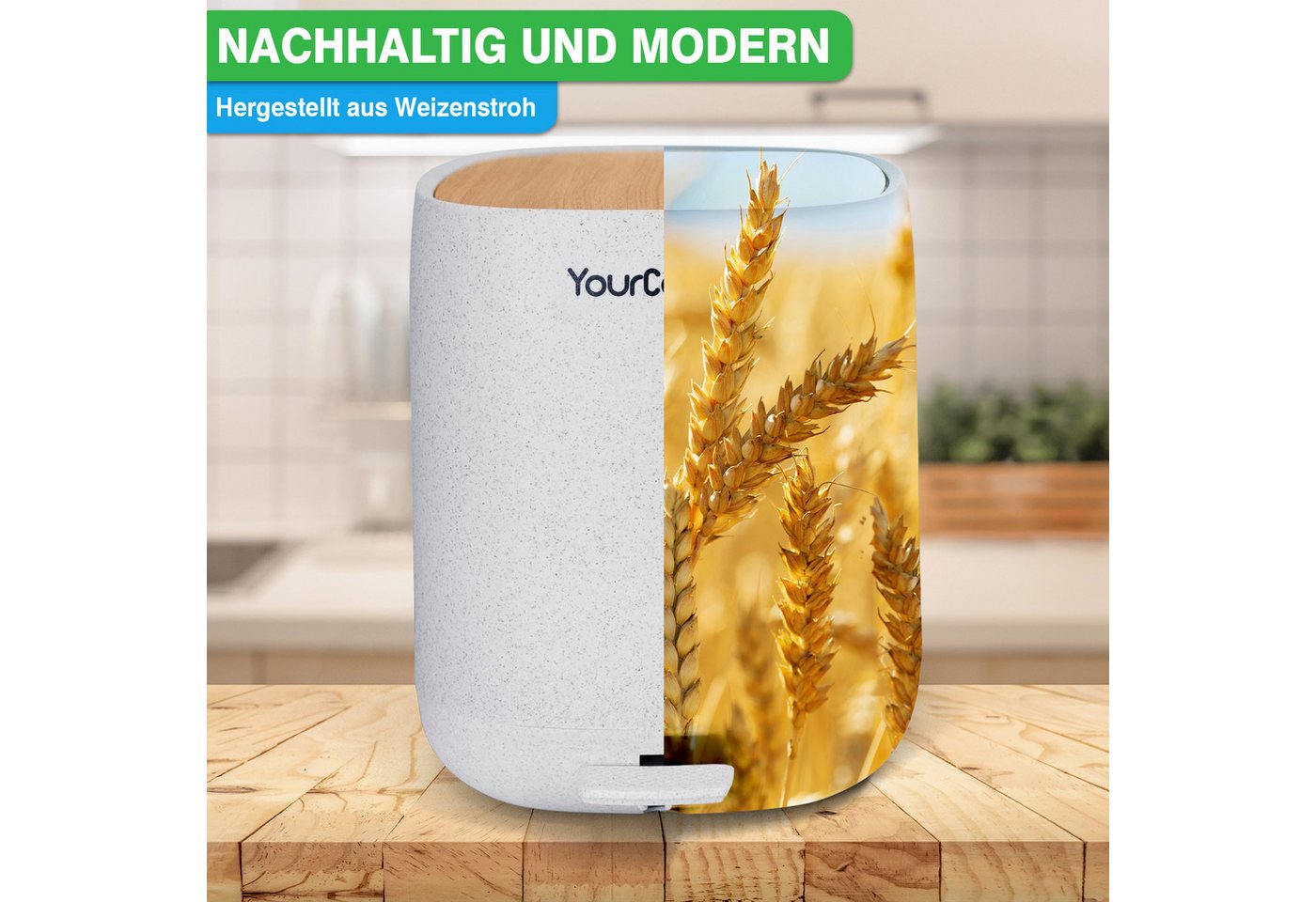 YourCasa Mülleimer YourCasa® Mülleimer Bad [5L] - Badmülleimer Badezimmer Kosmetikeimer, Fassungsvermögen 5L, 30% weniger Plastik – Bild 2 von 5