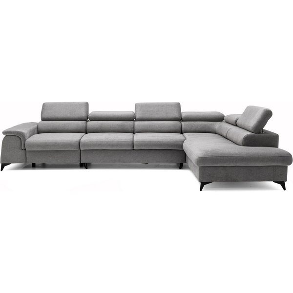 Muffo Ecksofa Plaza Maxi, Modernes Große sofa L-form mit Schlaffunktion und Verstellbare Kopfstützen Metallfüße, elegante einfache Form