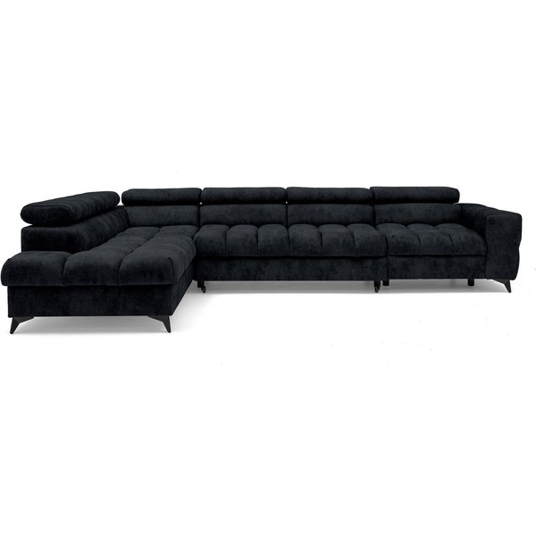 Muffo Ecksofa Pudding Maxi, Elegante starke Steppung, mit Bettkasten, verstellbaren Kopfstützen, mit Schalffunktion