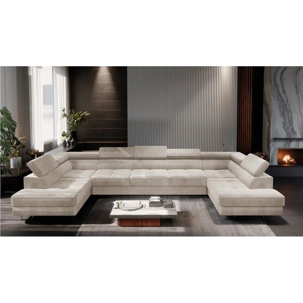 Muffo Ecksofa WILD Maxi U2 Wohnlandschaft U-Form, mit Schlaffunktion und Bettkasten, verstellbare Kopfstützen