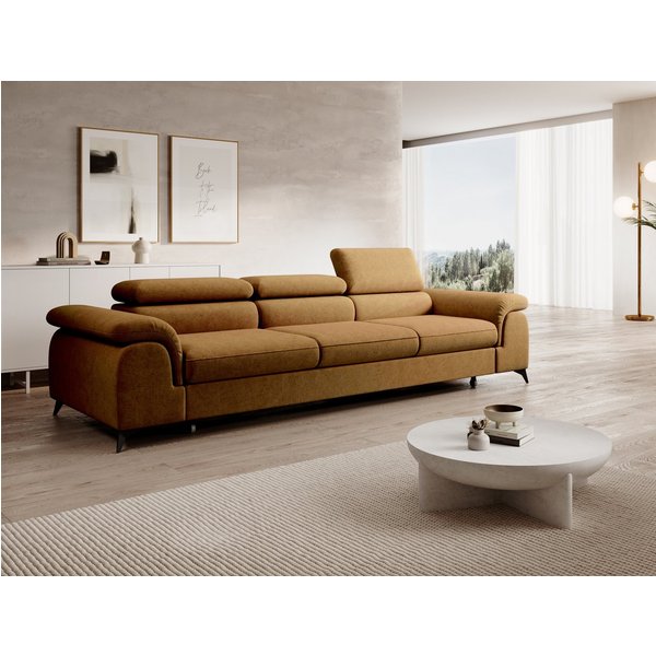 Muffo Sofa Plaza 3, Hohe Metallfüße, Elegante moderne Form, mit Schalffunktion, verstellbaren Kopfstützen