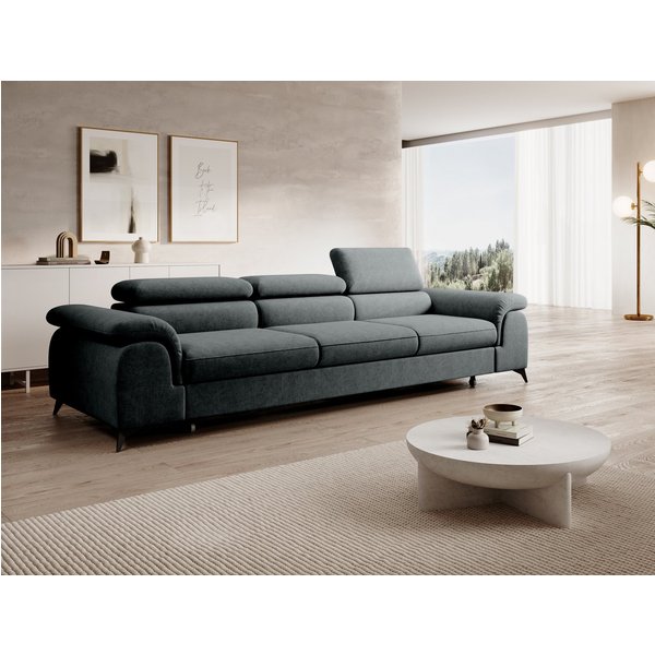 Muffo Sofa Plaza 3, Hohe Metallfüße, Elegante moderne Form, mit Schalffunktion, verstellbaren Kopfstützen