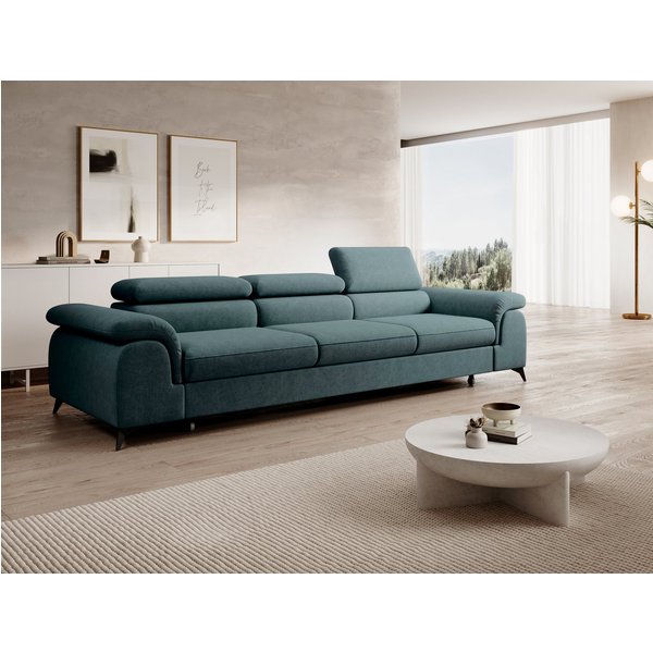 Muffo Sofa Plaza 3, Hohe Metallfüße, Elegante moderne Form, mit Schalffunktion, verstellbaren Kopfstützen