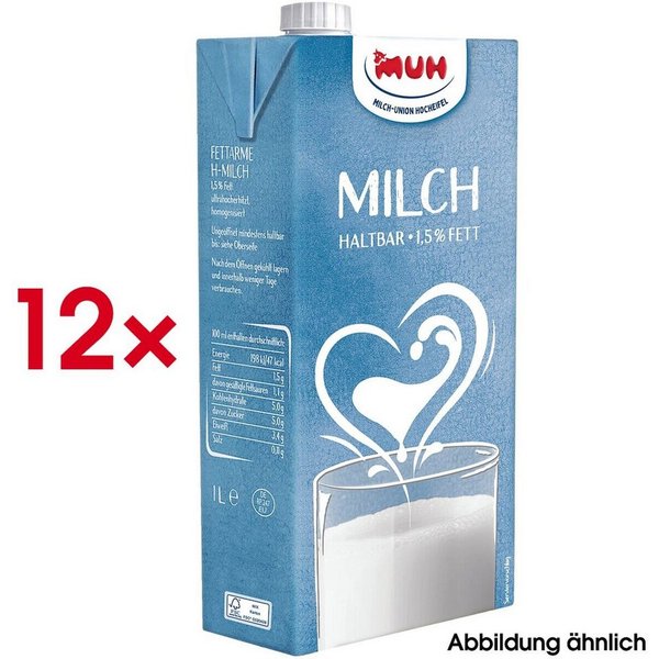 MUH Milch H-Milch 1,5% Fett, 12x 1 Liter