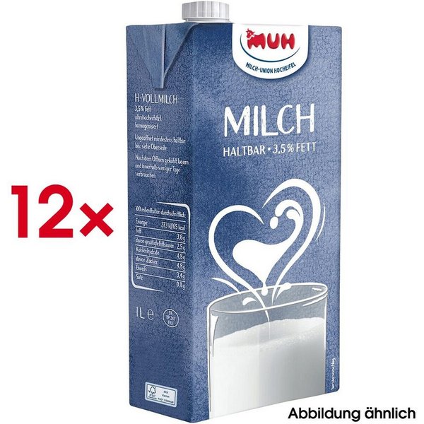 MUH Milch H-Vollmilch 3,5% Fett, 12x 1 Liter