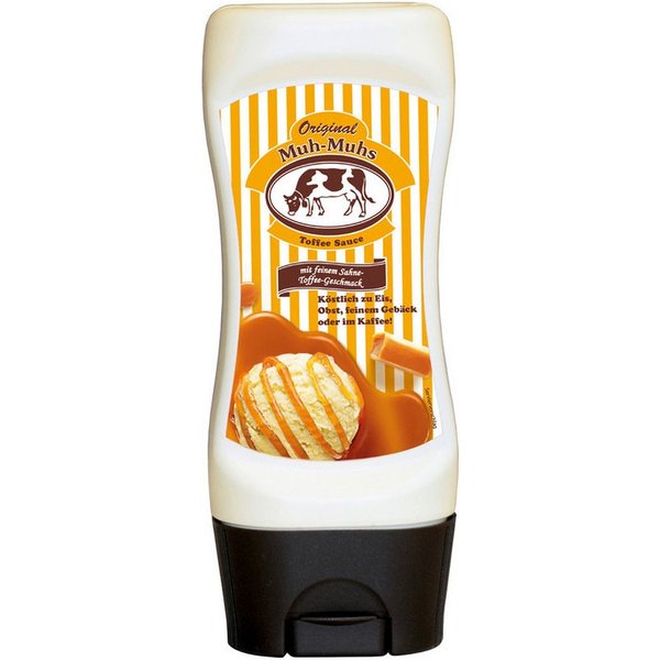 Muh-Muhs Saucen, Muh Muhs Original Toffee Sauce in einer Kopfstandflasche 150ml