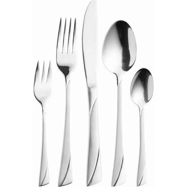 Mulex Besteck-Set Alabama (30-tlg), 6 Personen, Edelstahl 18/0, kühles Design, diagonal, leicht geschwungene Linien