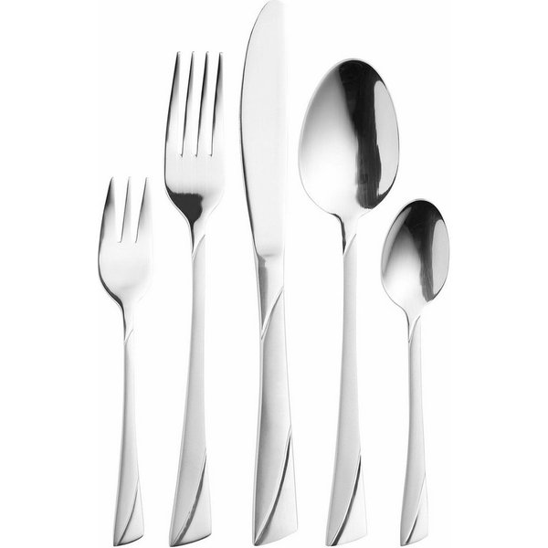 Mulex Besteck-Set Alabama (60-tlg), 12 Personen, Edelstahl 18/0, kühles Design, diagonal, leicht geschwungene Linien