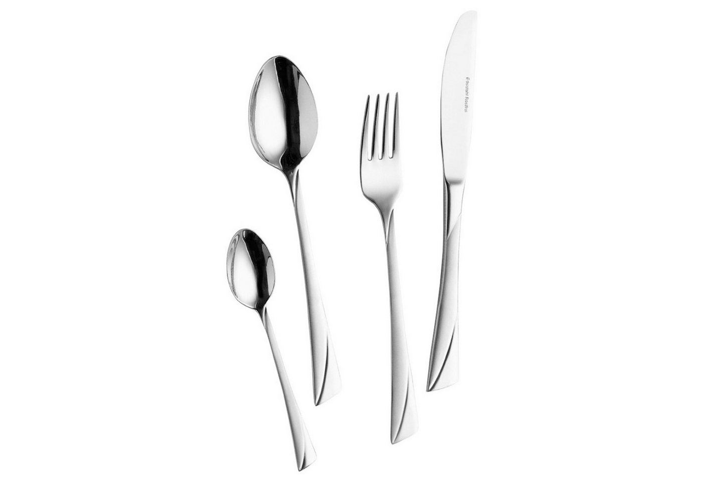 Mulex Besteck-Set Alabama (60-tlg), 12 Personen, Edelstahl 18/0, kühles Design, diagonal, leicht geschwungene Linien – Bild 4 von 5