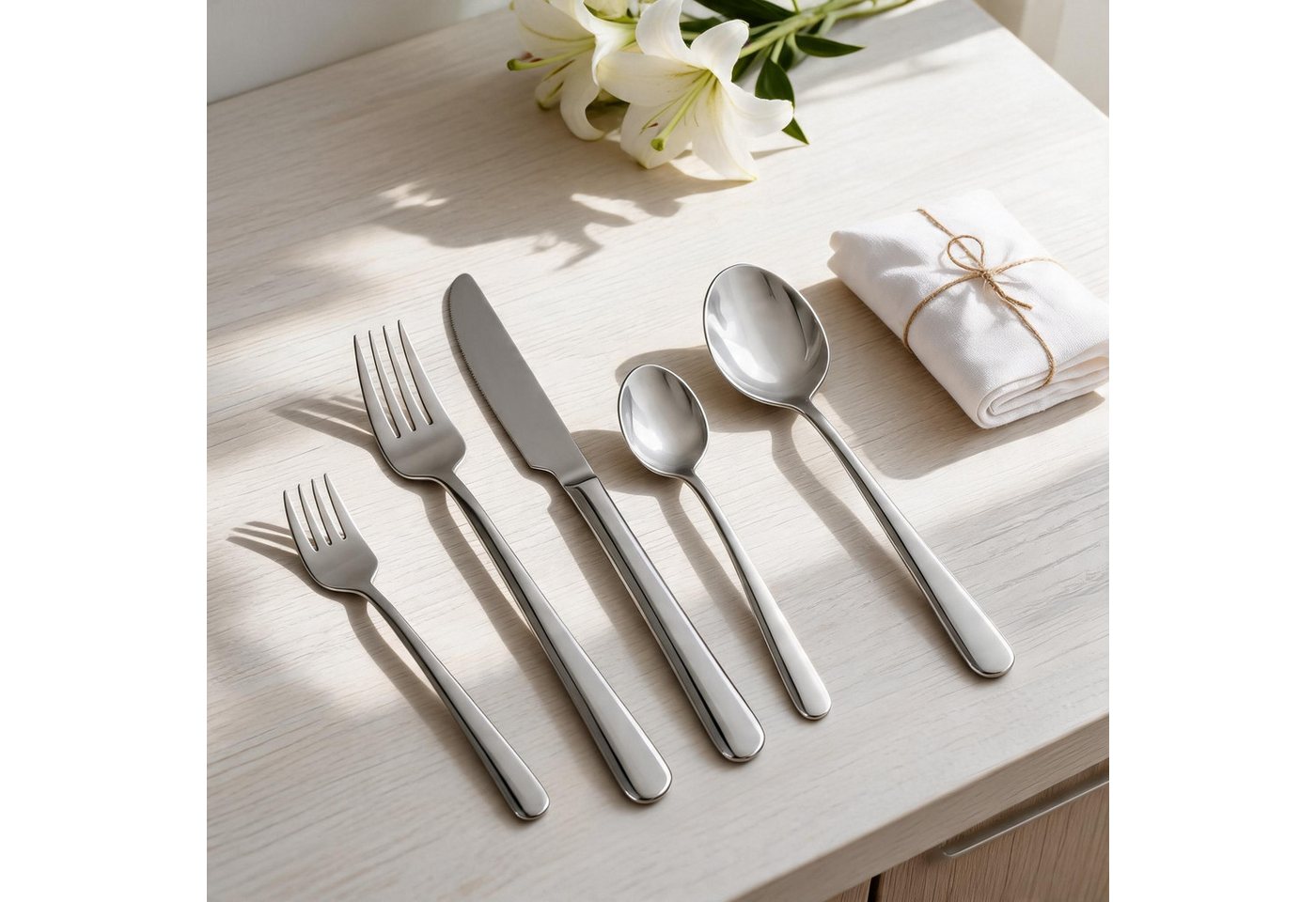 Mulex Besteck-Set Besteck Modica (30-tlg), 6 Personen, Chromstahl, ein Besteck von zeitloser Schönheit – Bild 2 von 5