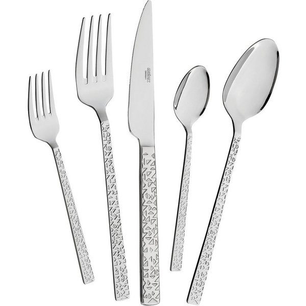 Mulex Besteck-Set Besteck Siena, mit feiner Hammerschlag-Struktur (60-tlg), 12 Personen, Chromstahl, elegantes Besteck mit beeindruckend schöner Optik